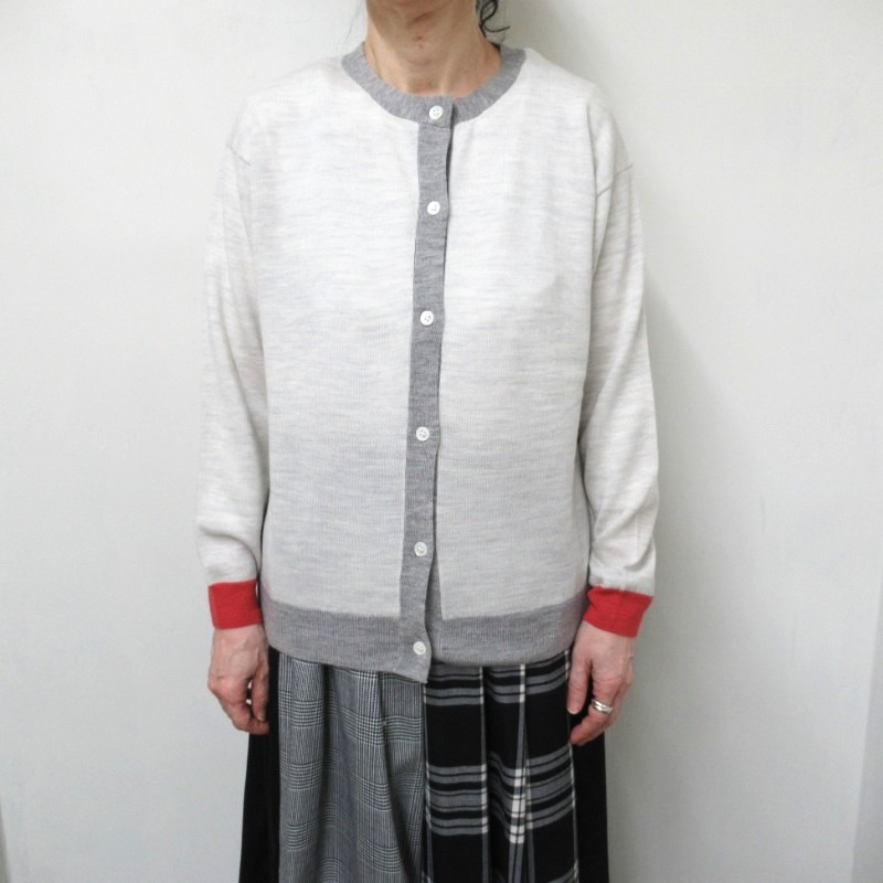 Vent d'oest  カラーコンビネーションWOOL100%カーディガン /OAT13